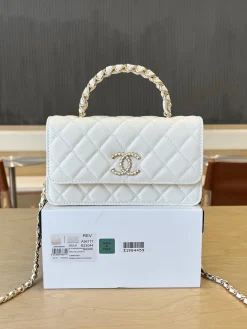 CHANEL Wallet Bags Caviar Leather (White-Gold) 19CM E90202608073073