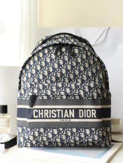 DIOR Backpacks Bags Embroidery (Blue-White) 35X41X15CM G80202608060284