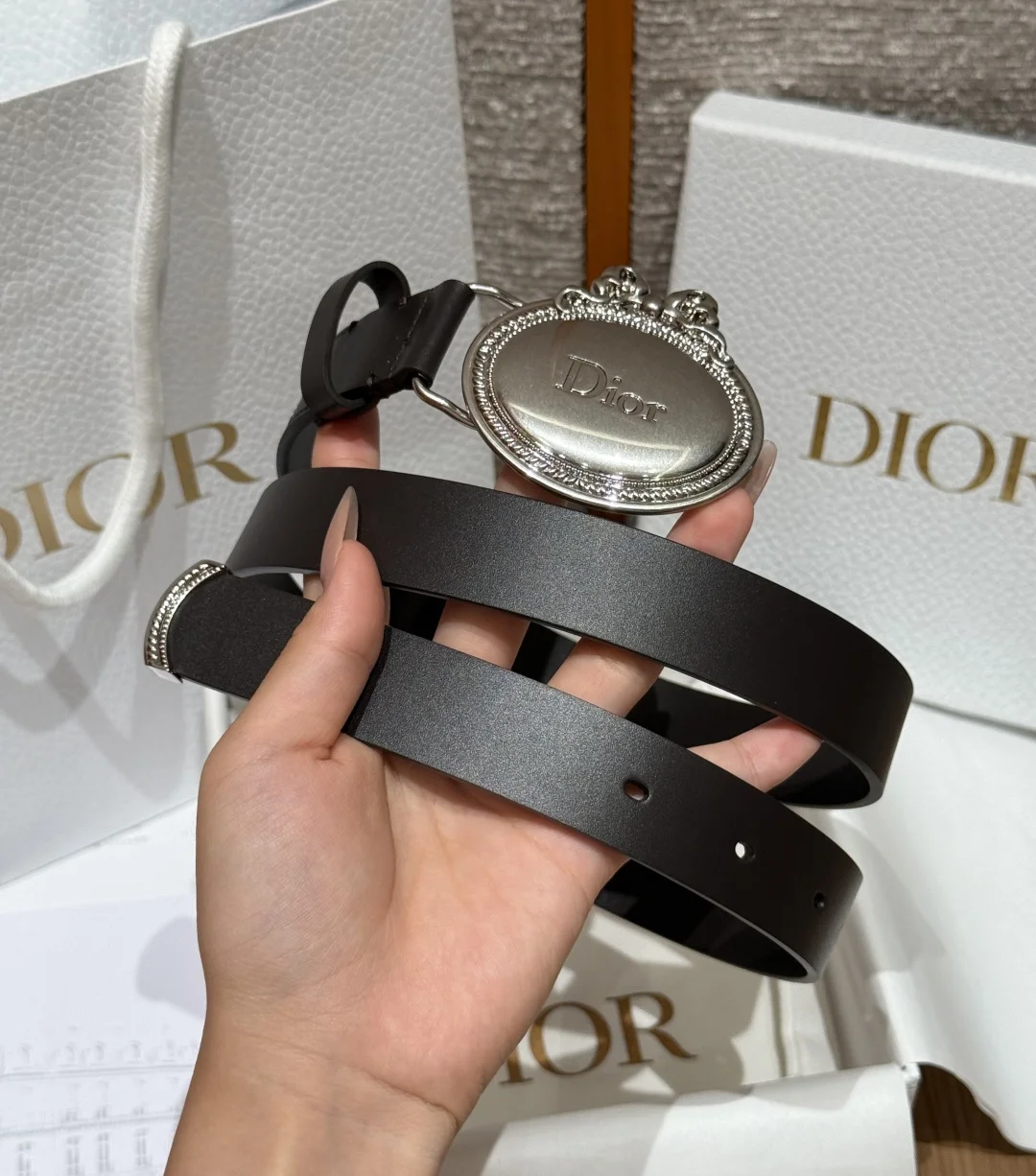 DIOR Belts Calf Leather One Size 2.5cm Width A80202608050127 - Image 2
