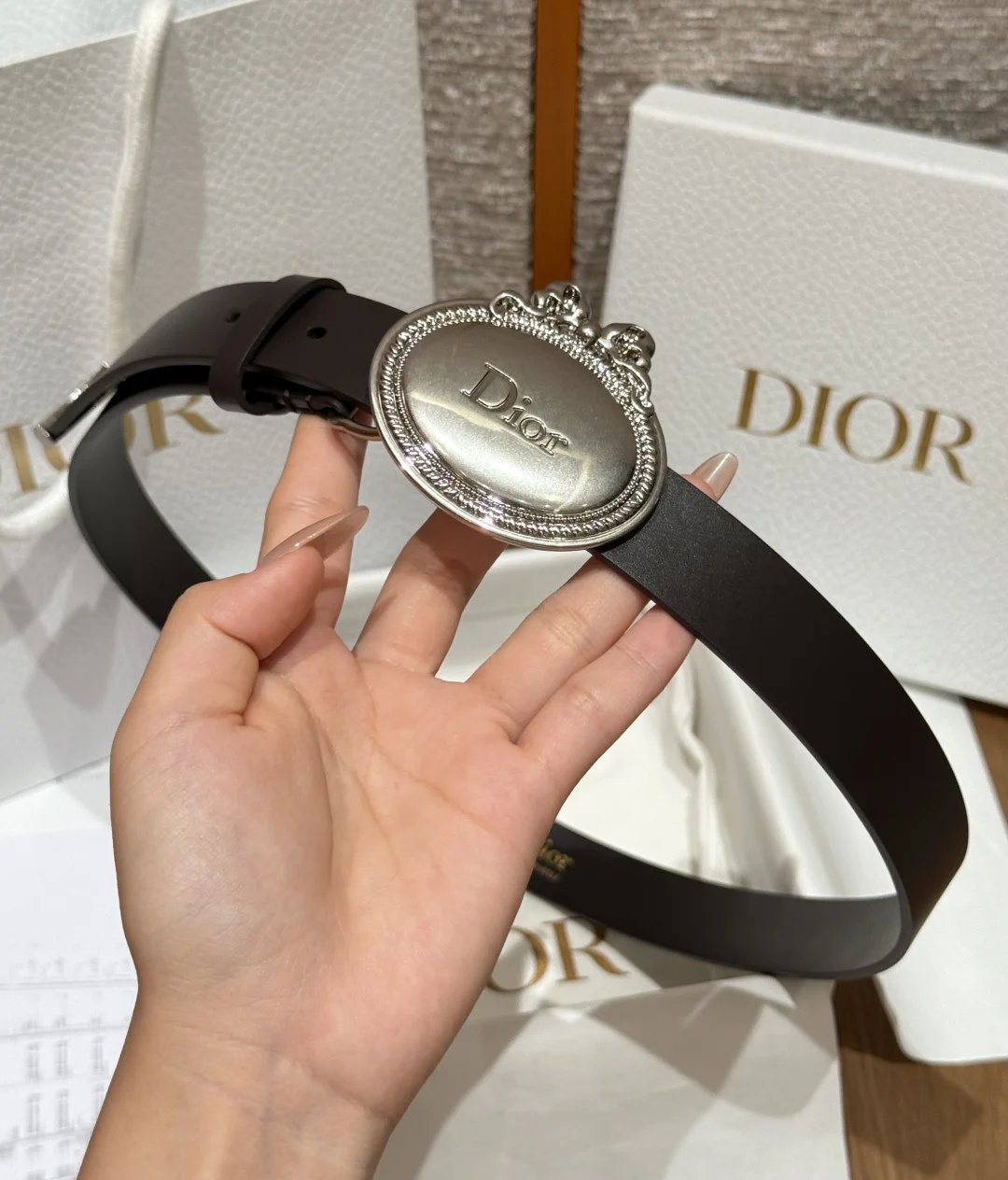 DIOR Belts Calf Leather One Size 2.5cm Width A80202608050127 - Image 3