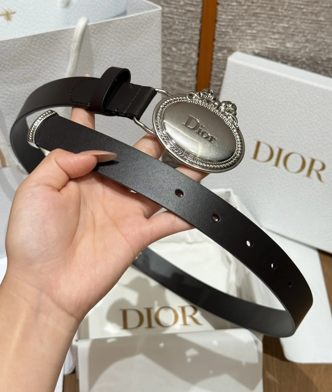 DIOR Belts Calf Leather One Size 2.5cm Width A80202608050127 - Image 9