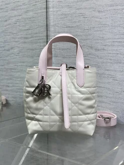 Alternative view of DIOR Bucket Bags Calfskin Leather (White-Pink) 16X12X18CM G30202608060186