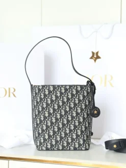 Alternative view of DIOR Bucket Bags Cotton Calfskin (Blue-White) 24X24X15 CM G50202608060091