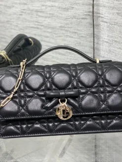 DIOR Clutches Bags Lamb Leather (Black-Gold) 21X11X5CM G00202608060394