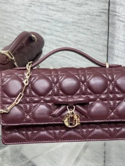 DIOR Clutches Bags Lamb Leather (Burgundy-Gold) 21X11X5CM G00202608060386