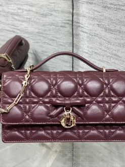 Alternative view of DIOR Clutches Bags Lamb Leather (Burgundy-Gold) 21X11X5CM G00202608060386