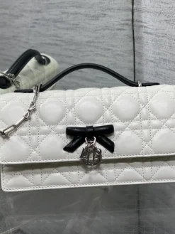 DIOR Clutches Bags Lamb Leather (White-Black) 21X11X5CM G00202608060384