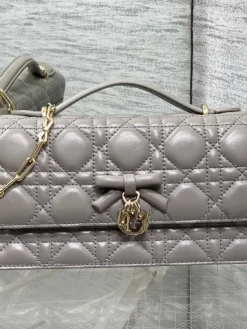 DIOR Clutches Bags Lambskin Leather (Gray-Gold) 21X11X5CM E80202608060200