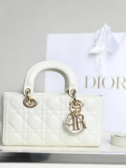 DIOR Crossbody Bags Calfskin Leather (White-Gold) 22X12X6CM I50202608060316
