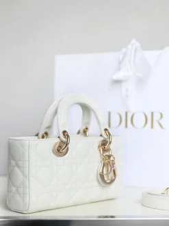 Alternative view of DIOR Crossbody Bags Calfskin Leather (White-Gold) 22X12X6CM I50202608060316