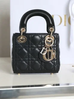 DIOR Crossbody Bags Lamb Leather (Black-Gold) 12X10X5CM H50202608060326