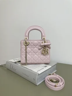 DIOR Crossbody Bags Lamb Leather (Pink-Gold) 17X7X15CM F50202608060149