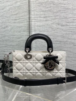 DIOR Crossbody Bags Lamb Leather (White-Black) 22X6X12CM G00202608060106