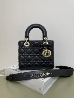 DIOR Crossbody Bags Lambskin Leather (Black-Gold) 20X8X17CM G20202608060157
