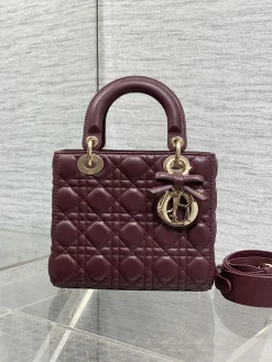 Alternative view of DIOR Crossbody Bags Lambskin Leather (Burgundy-Gold) 20X17X8CM G20202608060436