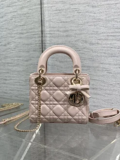 DIOR Crossbody Bags Leather (Pink-Gold) 17X7X15CM F20202608060432