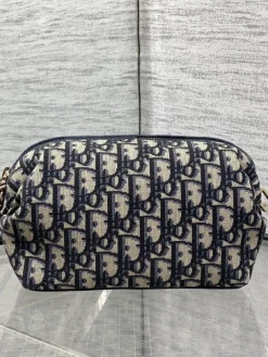 DIOR Crossbody Bags Oblique Canvas (Blue-Beige) 20X11X8CM E00202608060270