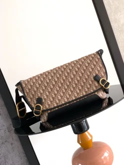 DIOR Messenger Bags Oblique Canvas (Brown-Black) 48X25X19CM F30202608060174