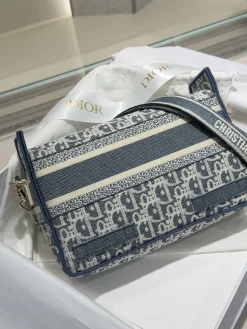 Alternative view of DIOR Messenger Bags Raffia Denim (Blue-White) 29X22X12CM G50202608060278
