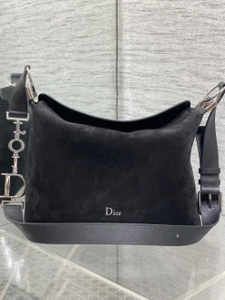 DIOR Shoulder Bags Black Suede Leather (Black-SiDIORer) 28X24X8CM G20202608060451