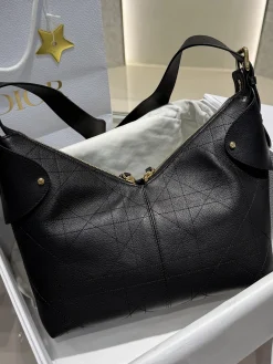 Alternative view of DIOR Shoulder Bags Embossed Leather (Black-Gold) 28X18X12CM I80202608060331