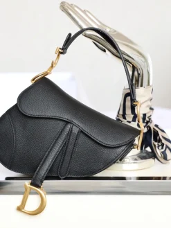 DIOR Shoulder Bags Grained Calfskin Leather (Black-Gold) 21X18X5CM H50202608060290