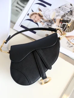 Alternative view of DIOR Shoulder Bags Grained Calfskin Leather (Black-Gold) 21X18X5CM H50202608060290