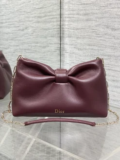 DIOR Shoulder Bags Lambskin Leather (Burgundy-Gold) 26X16X10CM F80202608060429