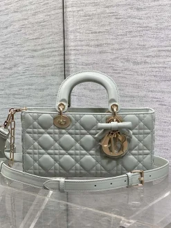 DIOR Shoulder Bags Patent Leather (Light Blue-Gold) 26X6X14CM G20202608060122
