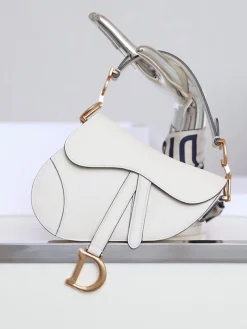 DIOR Shoulder Bags Pebbled Calfskin (White-Gold) 21X18X5CM H50202608060298
