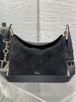 DIOR Shoulder Bags Suede Leather (Black-Gold) 28X24X8CM G20202608060454