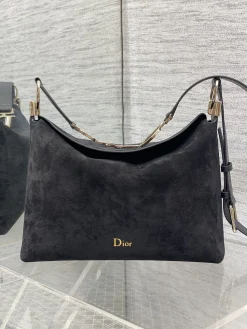 Alternative view of DIOR Shoulder Bags Suede Leather (Black-Gold) 28X24X8CM G20202608060454