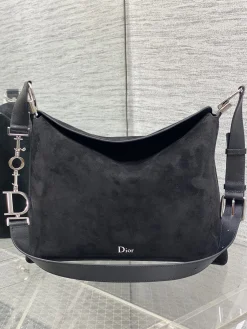 DIOR Shoulder Bags Suede Leather (Black-SiDIORer) 33X27X9CM G60202608060452