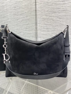 DIOR Shoulder Bags Suede Leather (Black-SiDIORer) 39X29X11CM H00202608060453