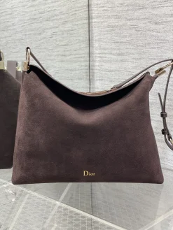 Alternative view of DIOR Shoulder Bags Suede Leather (Brown-Gold) 33X27X9CM G60202608060467