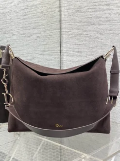 DIOR Shoulder Bags Suede Leather (Brown-Gold) 39X29X11CM H00202608060468