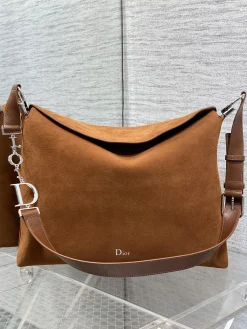 DIOR Shoulder Bags Suede Leather (Brown-SiDIORer) 39X29X11 CM H00202608060471