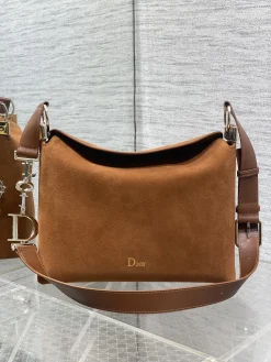 DIOR Shoulder Bags Suede and Leather (Brown-SiDIORer) 28X24X8CM G20202608060472
