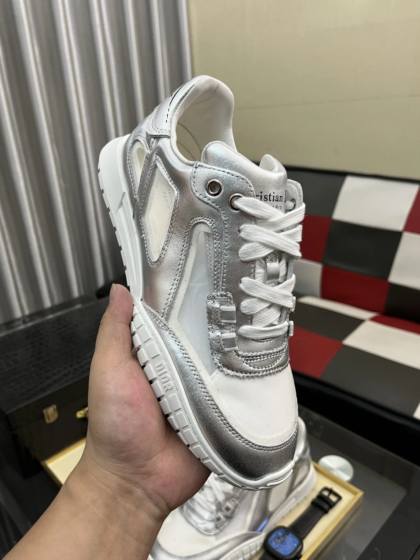 DIOR Sneakers Mesh Leather EU38-44 B40202608030146 - Image 4