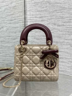 Alternative view of DIOR Top Handle Bags (Beige-Burgundy) 17X7X15CM F50202608060103