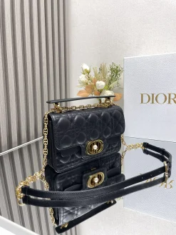 Alternative view of DIOR Top Handle Bags Calfskin Leather (Black-Gold) 22X14X8CM G20202608060497