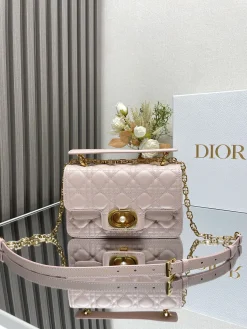 DIOR Top Handle Bags Calfskin Leather (Pink-Gold) 22X14X8CM G20202608060498