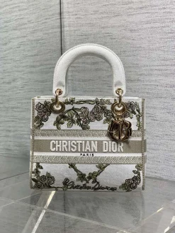 Alternative view of DIOR Top Handle Bags Canvas Embroidery (White-Gold) 24X11X20CM E80202608060348