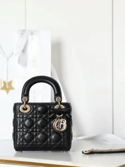 Alternative view of DIOR Top Handle Bags Lamb Leather (Black-Gold) 17X15X7CM I50202608060014