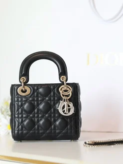 Alternative view of DIOR Top Handle Bags Lamb Leather (Black-Gold) 17X15X7CM I50202608060329
