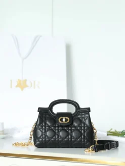 DIOR Top Handle Bags Lamb Leather (Black-Gold) One Size G50202608060503