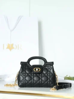 Alternative view of DIOR Top Handle Bags Lamb Leather (Black-Gold) One Size G50202608060503