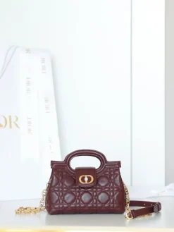 DIOR Top Handle Bags Lamb Leather (Burgundy-Gold) One Size G50202608060502