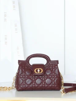 Alternative view of DIOR Top Handle Bags Lamb Leather (Burgundy-Gold) One Size G50202608060502