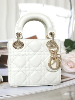 Alternative view of DIOR Top Handle Bags Lamb Leather (White-Gold) 12X10X5CM H50202608060325